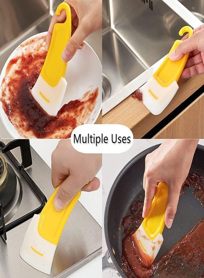 YPTC Silicone Pan Scraper Dish Cleaning Spatula Bowl Scraper Dish Scraper Non Stick Kitchen Scraper Pan Rubber Cleaning Spatula Pot Cleaning Tool 3 PCS (Multicolor) - Image 2